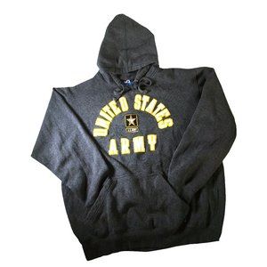 United States Arm Gray Hoodie Men's Size Large Yellow White Embroidered Letters